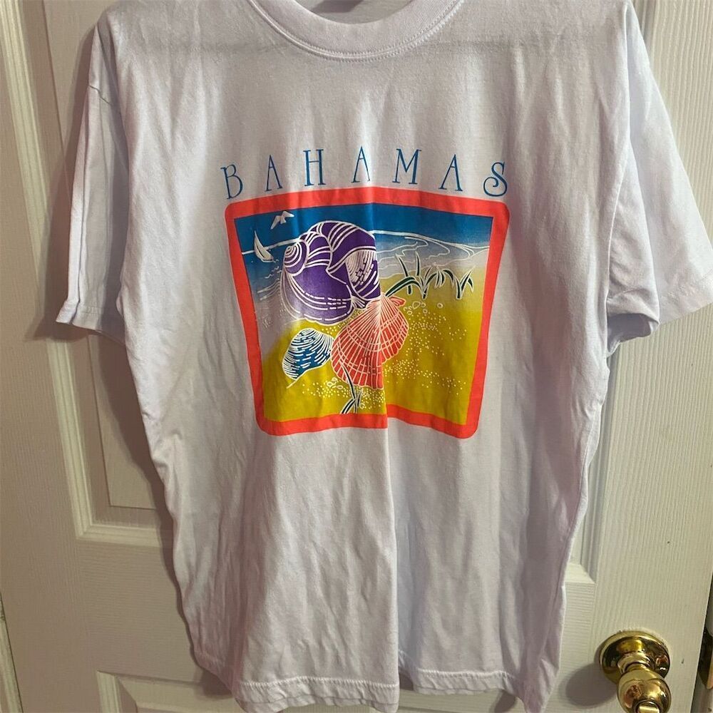 Vintage Bahamas Graphic T-Shirt Unisex Size L Beach Souvenir 90s Style - Picture 1 of 4